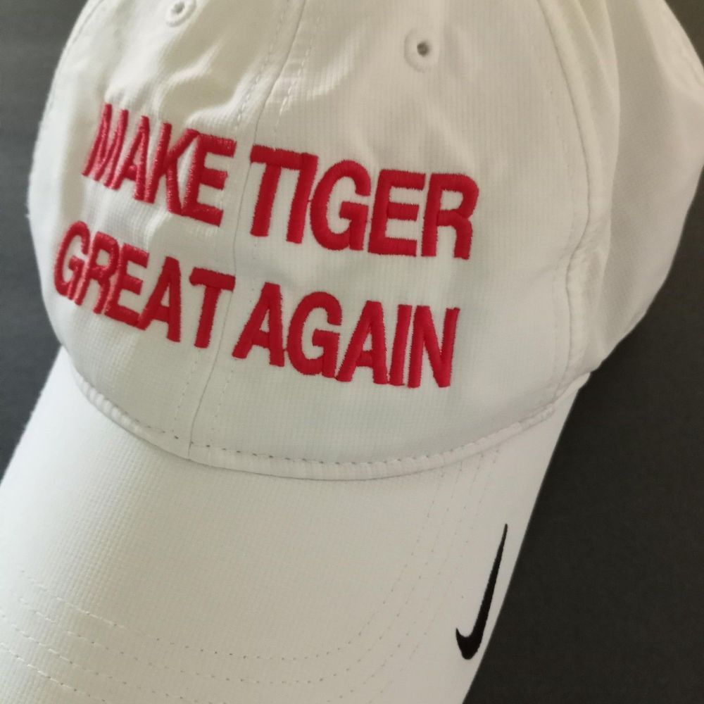 Nike Tiger Woods Golf Hat Make Tiger Great Again Adjustable Red Trucker Cap - Picture 2 of 9